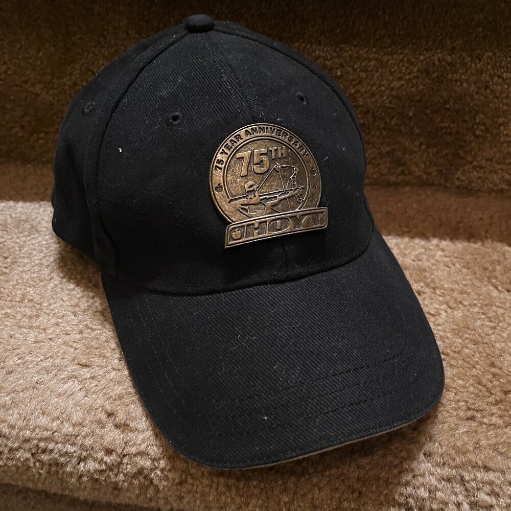 Hoyt 75th Anniversary black sueded hat with emblem, NWOT